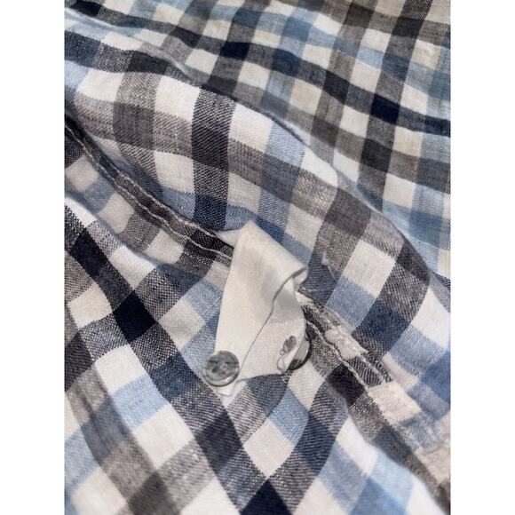 Olzen “ Standard Fit” Men’s Sz. 100 Blue Striped Button Down Linen Blend. Great - Picture 5 of 9